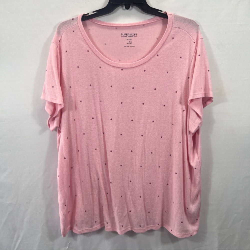 Torrid Sleep Pink Short Sleeve Hearts Tee 0879
